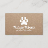 Rustic Pet Sitter Dog Walker Paw Logo Kraft Visitekaartje (Voorkant)