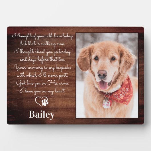 Rustic Pet verliest sympathie Poem Dog Memorial Fotoplaat (voorkant)