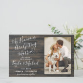 Rustic Pet Wedding Budget Dog bespaart datumkaarte (Staand voorkant)