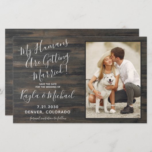 Rustic Pet Wedding Budget Dog bespaart datumkaarte (Voorkant / Achterkant)