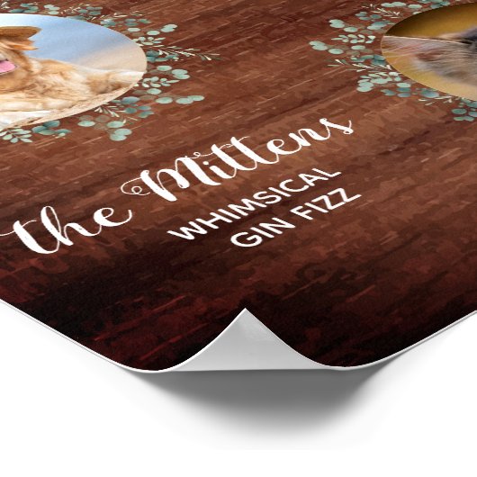 Rustic Pet Wedding Cocktail Dog Signature Drinken Poster (Hoek)