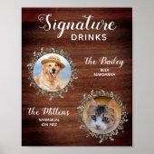 Rustic Pet Wedding Cocktail Dog Signature Drinken Poster (Voorkant)
