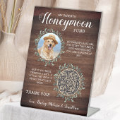 Rustic Pet Wedding Custom Dog Photo Honeymoon Fund Reclamebord Met Voetstuk