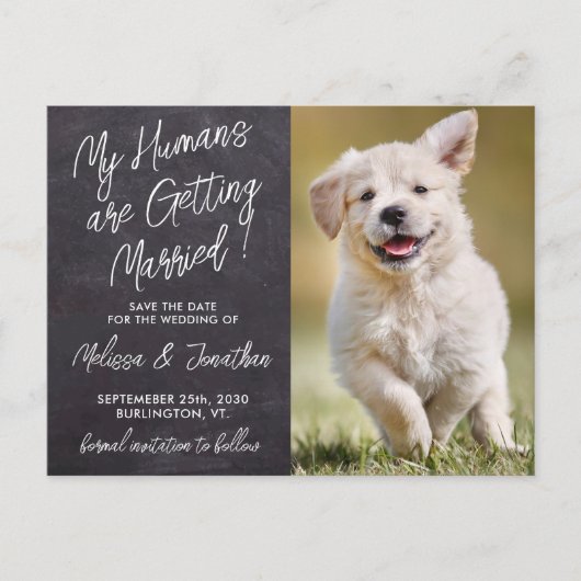 Rustic Pet Wedding Custom Photo Dog Save the Date Aankondigingskaart (Voorkant)