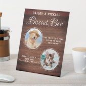 Rustic Pet Wedding Custom Photo Dog Treat Favor Reclamebord Met Voetstuk (Insitu)