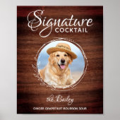 Rustic Pet Wedding Dog Bar Signature Cocktail Poster (Voorkant)