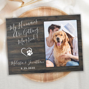 Rustic Pet Wedding Dog Foto QR Code in één keer Uitnodiging Briefkaart