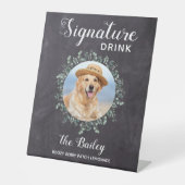 Rustic Pet Wedding Signature Drink Foto Reclamebord Met Voetstuk (Voorkant)