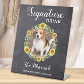 Rustic Pet Wedding Signature Drink Sunflower Foto Reclamebord Met Voetstuk