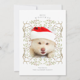 Rustic Pet Woodland Antler Wreatfoto Feestdagenkaart