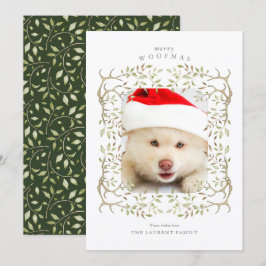 Rustic Pet Woodland Antler Wreatfoto Feestdagenkaart