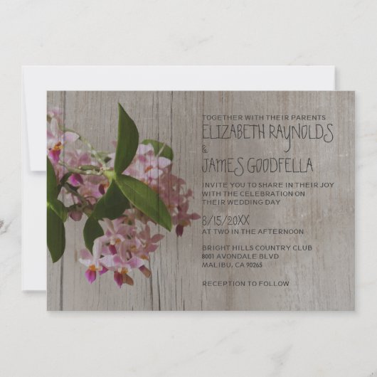 Rustic Phalaenopsis Orchid Wedding Invitations Kaart (Voorkant)