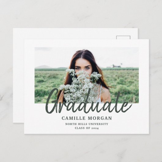 Rustic Photo Afstuderen 2025 aangekondigd Aankondigingskaart (Voorkant / Achterkant)