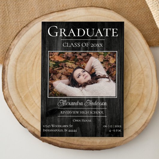 Rustic Photo Afstuderen Open House Invite Aankondiging