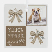 Rustic Photo Bow Jolly Happy Merry Christmas  Glas Ornament (Achterkant)