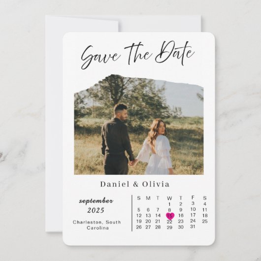 Rustic Photo Calendar Save The Date Card (Voorkant)