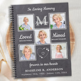 Rustic Photo Collage Budget Funeral Guestbook Notitieboek