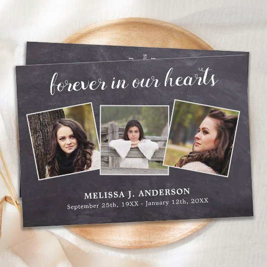 Rustic Photo Collage Memorial Sympathy Funeral Bedankkaart
