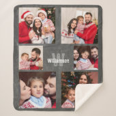 Rustic Photo Collage Monogram Modern Chalkboard Sherpa Deken (Voorkant)