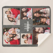 Rustic Photo Collage Monogram Modern Chalkboard Sherpa Deken (Voorkant (horizontaal))