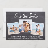 Rustic Photo Collage Pet Wedding Dog Save The Date (Voorkant)