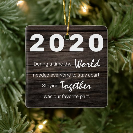 Rustic Photo Covid Herdenking kerstboom Keramisch Ornament (Boom)