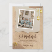 Rustic Photo Eid Mubarak Card with Family Photo Feestdagenkaart (Voorkant)