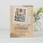 Rustic Photo Eid Mubarak Card with Family Photo Feestdagenkaart (Staand voorkant)