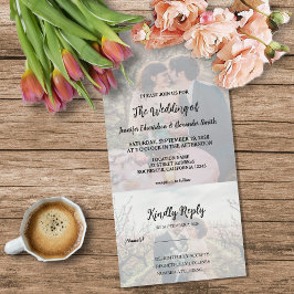 Rustic photo elegant country Wedding All In One Uitnodiging