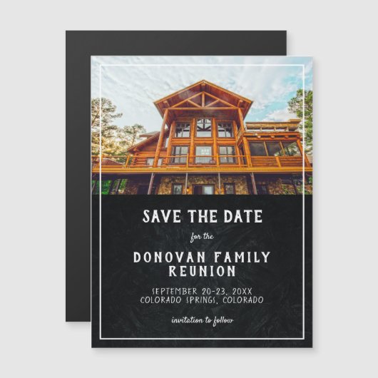 Rustic Photo Family Reunion Save the Date Magnetische Uitnodiging (Voorkant / Achterkant)
