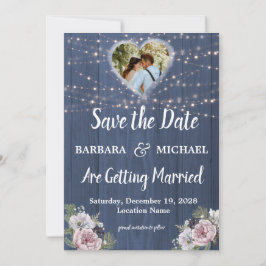 Rustic Photo Floral Wedding Save the Date Card