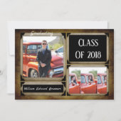 Rustic Photo Graduation Invitations Kaart (Voorkant)