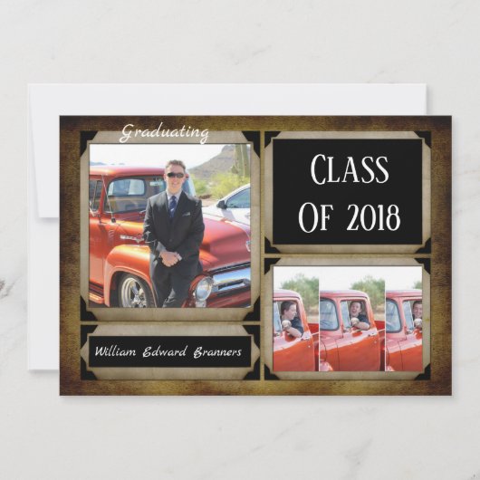  Rustic Photo Graduation Invitations Kaart (Voorkant)