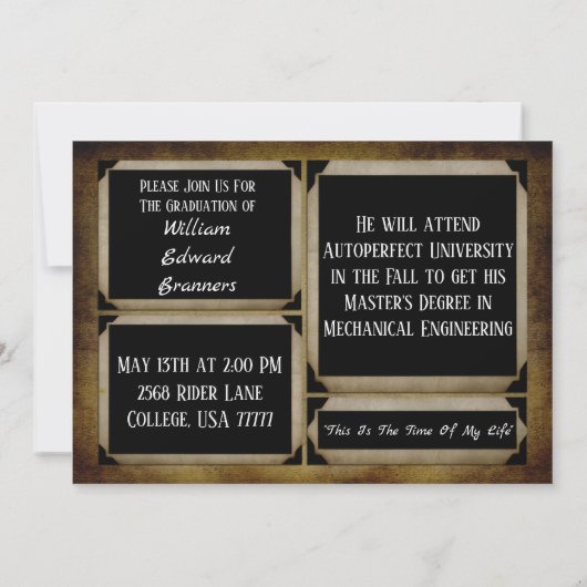  Rustic Photo Graduation Invitations Kaart (Achterkant)