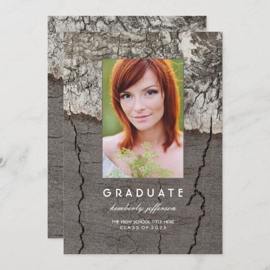 Rustic Photo Graduation Party en aankondiging (Voorkant / Achterkant)