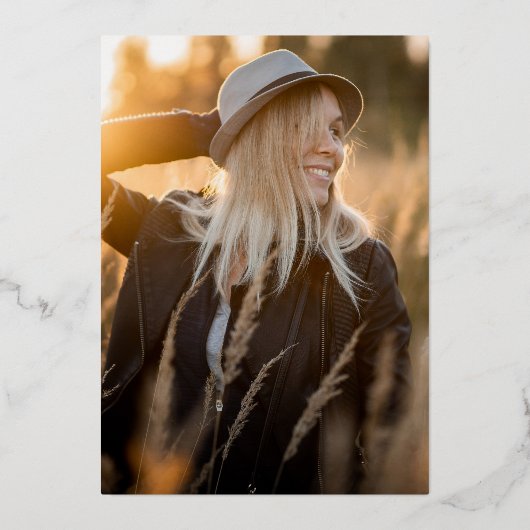 Rustic Photo Graduation Party Gold Folie Uitnodiging (Achterkant)