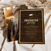 Rustic Photo Graduation Party Gold Folie Uitnodiging