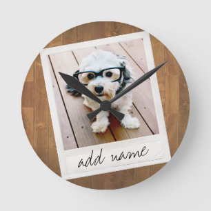 Rustic Photo Lijst met Square Instagram en Wood Ronde Klok