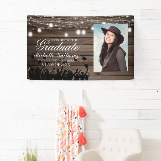 Rustic Photo Mason Jar Afstuderen Spandoek (Insitu)