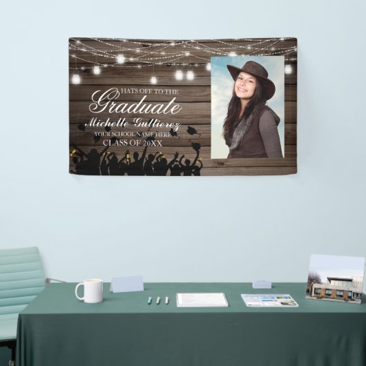 Rustic Photo Mason Jar Afstuderen Spandoek (Beurs)