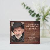 Rustic Photo Memorial Funeral Celebration of Life Uitnodiging Briefkaart (Staand voorkant)