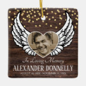 Rustic Photo Memorial | Kerstangel Keramisch Ornament (Voorkant)