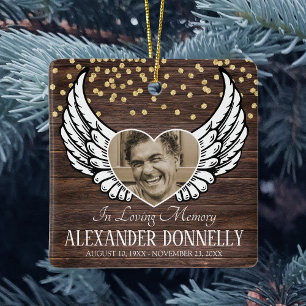 Rustic Photo Memorial   Kerstangel Keramisch Ornament