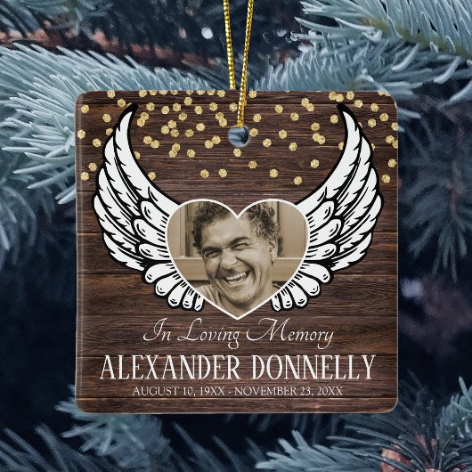Rustic Photo Memorial | Kerstangel Keramisch Ornament