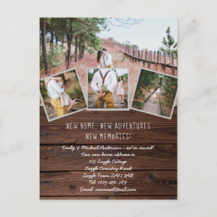 Rustic PHOTO New Home We verhuisden adreswijziging Briefkaart