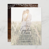 Rustic Photo Overlay Lace Wood Jars Wedding Invite (Voorkant / Achterkant)