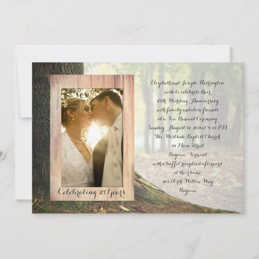 Rustic Photo Vow Renewal Ceremony Invitations Kaart (Voorkant)