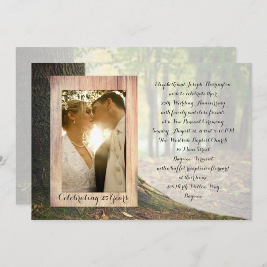 Rustic Photo Vow Renewal Ceremony Invitations Kaart (Voorkant / Achterkant)