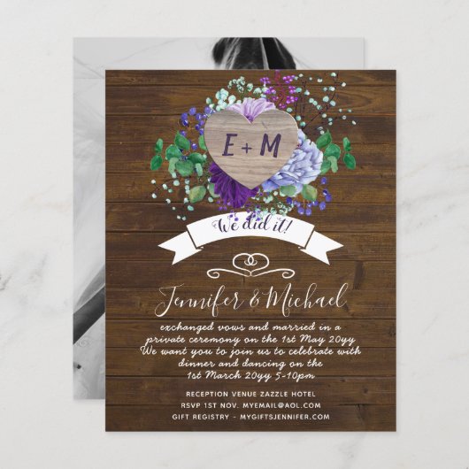 Rustic PHOTO Wedding Announding of Invite Budget (Voorkant / Achterkant)