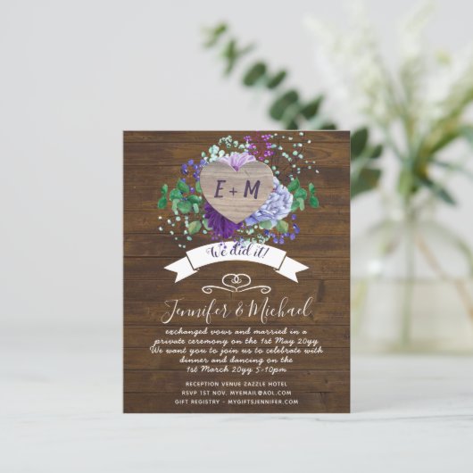Rustic PHOTO Wedding Announding of Invite Budget (Staand voorkant)